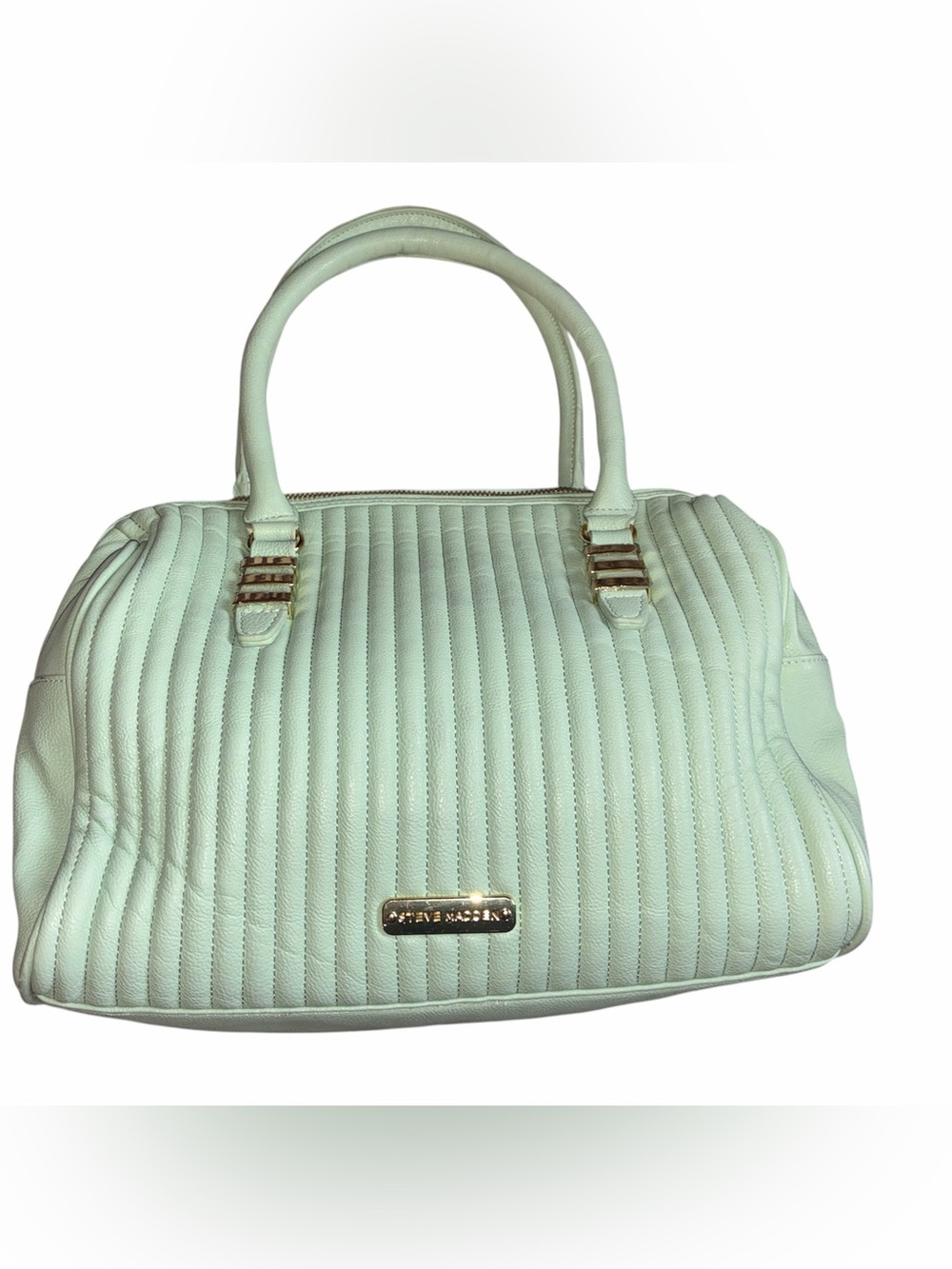 Steve Madden Quilted Mint Green Satchel with Gold Hardware